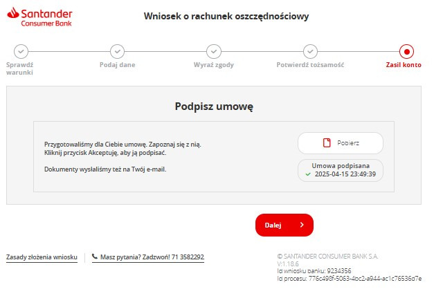 krok dziesiąty wniosku o Rachunek